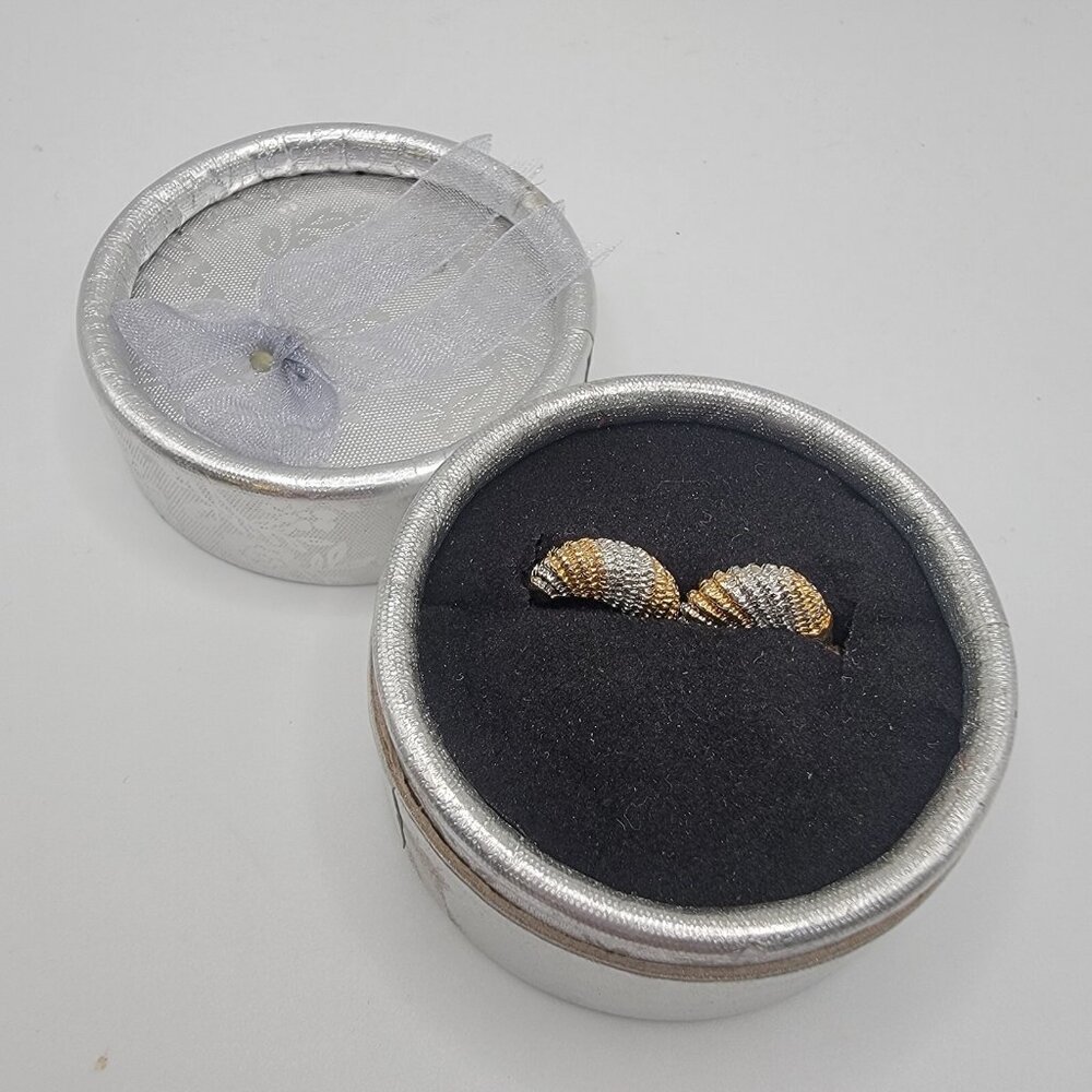 New Two-Tone Gold And Silver Tone Pierced Hoop Earrings NEW In Box